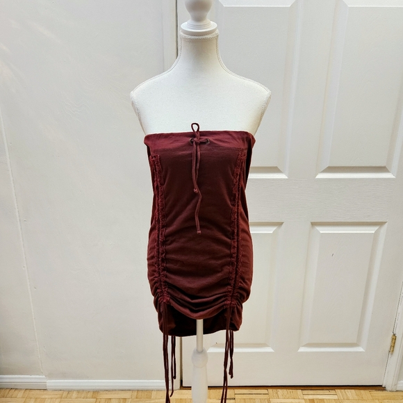 NEW Convertible MISS BE by Emmanuelle Blanc Festival Ruched Dark Red Skirt Dress - Picture 15 of 16